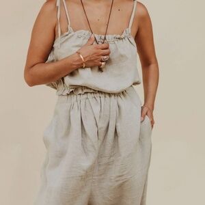 Myrah Penaloza Linen Mona Top Pant Set in Flax (Natural Linen Color) One Size